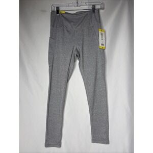 Danskin‎ Small High Rise Fit 25" Inseam Leggings Yoga Gray Striped NEW Pockets